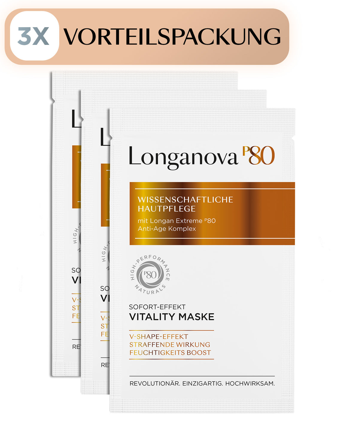 Vorteilsset 3x Sofort Effekt Vitality Maske - Longanova P80